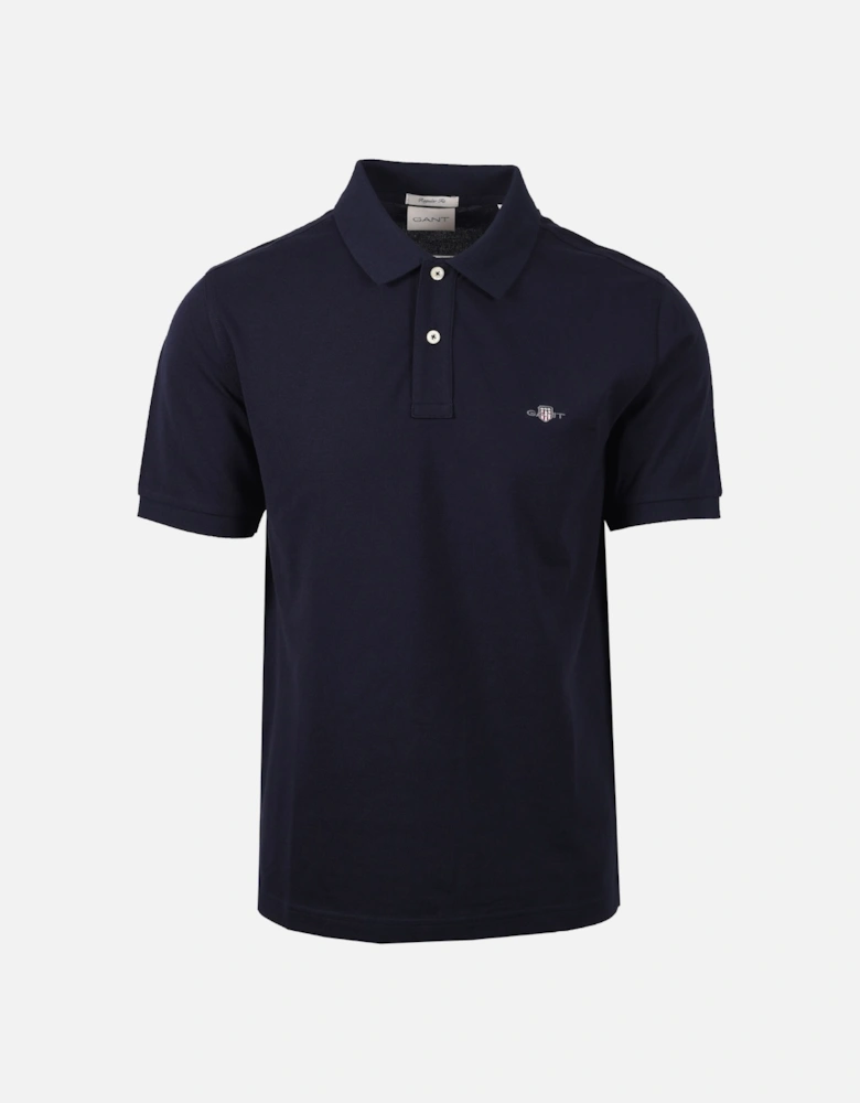 Reg Shield Ss Pique Polo Shirt Evening Blue