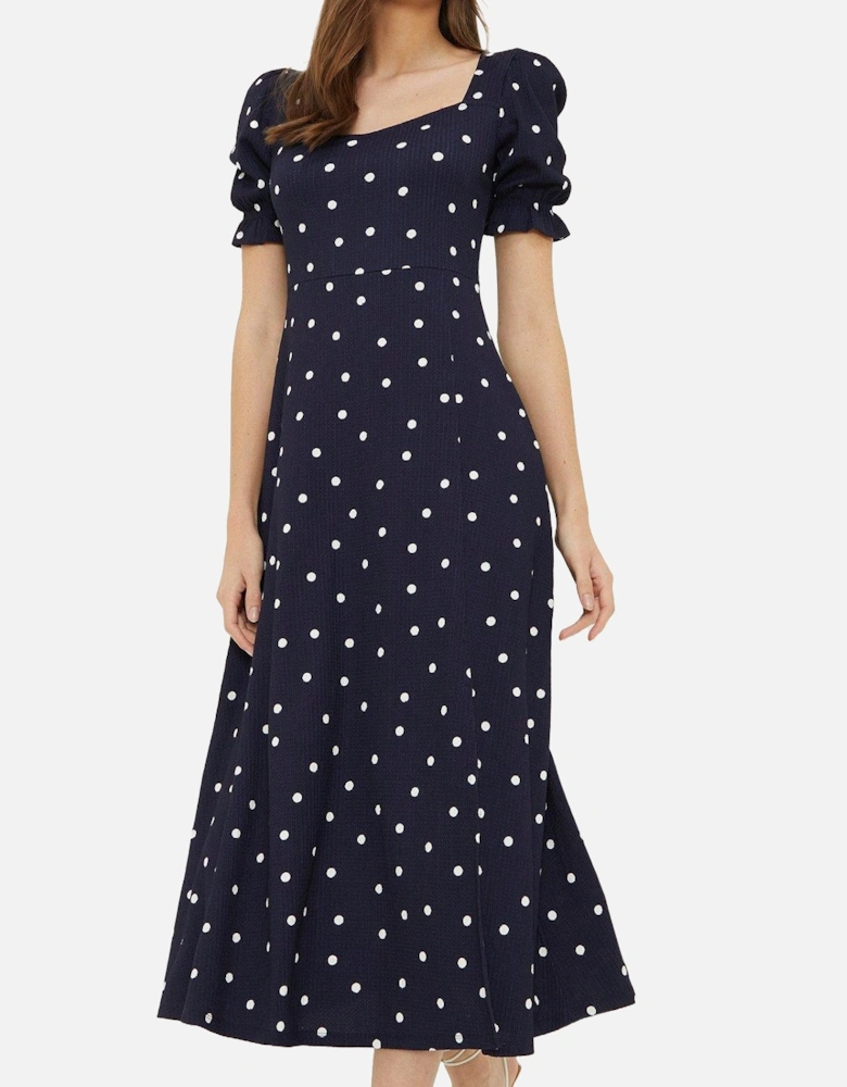 Womens/Ladies Spotted Sweetheart Midi Dress