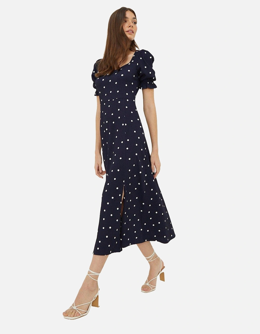 Womens/Ladies Spotted Sweetheart Midi Dress