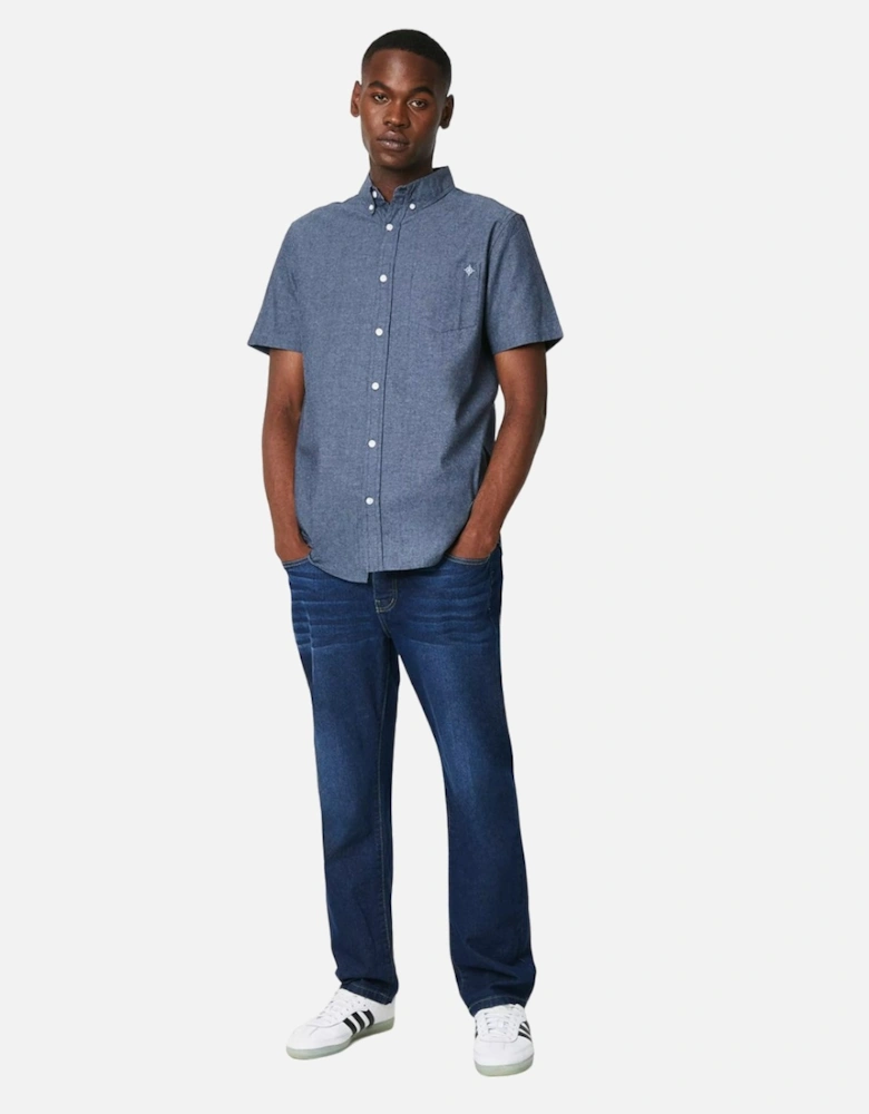 Mens Chambray Look Short-Sleeved Shirt