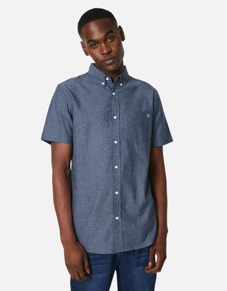 Mens Chambray Look Short-Sleeved Shirt