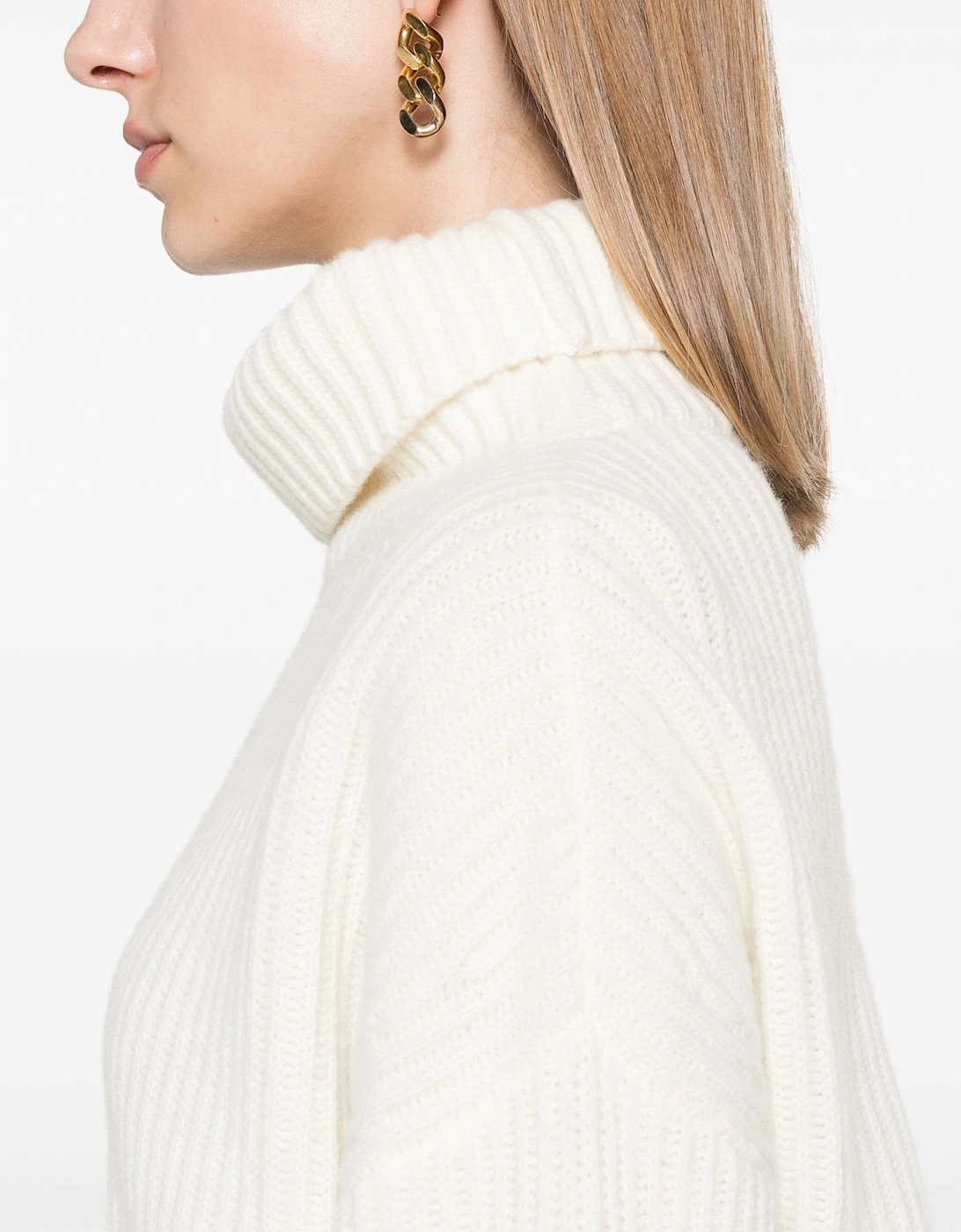 Womens T Neck Sweater Cream