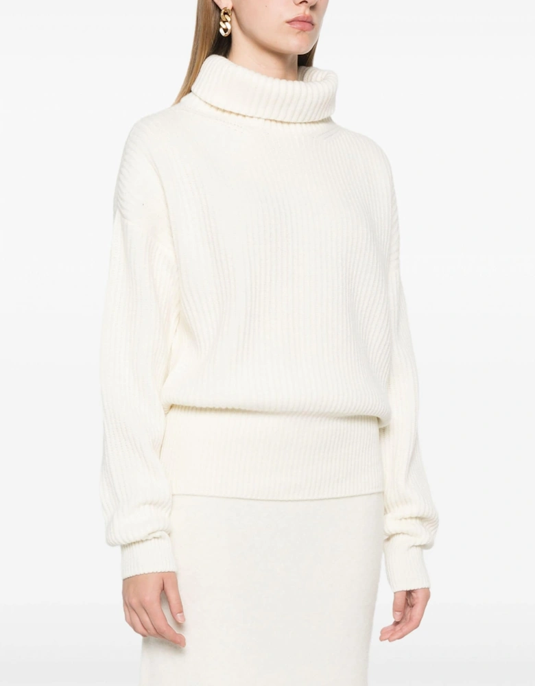 Womens T Neck Sweater Cream