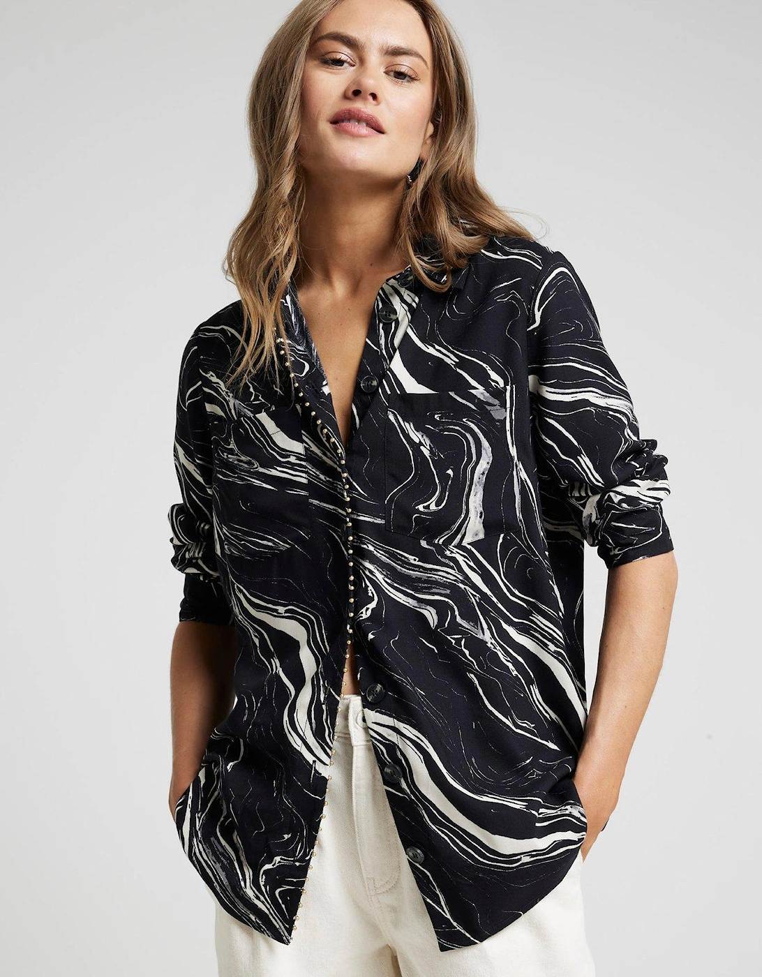 Marble Studded Shirt - Black, 6 of 5