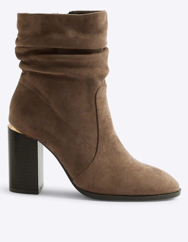 Slouch Heeled Ankle Boot - Light Grey