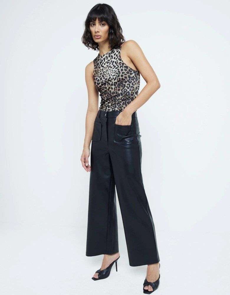 Pu Cropped Trouser - Black