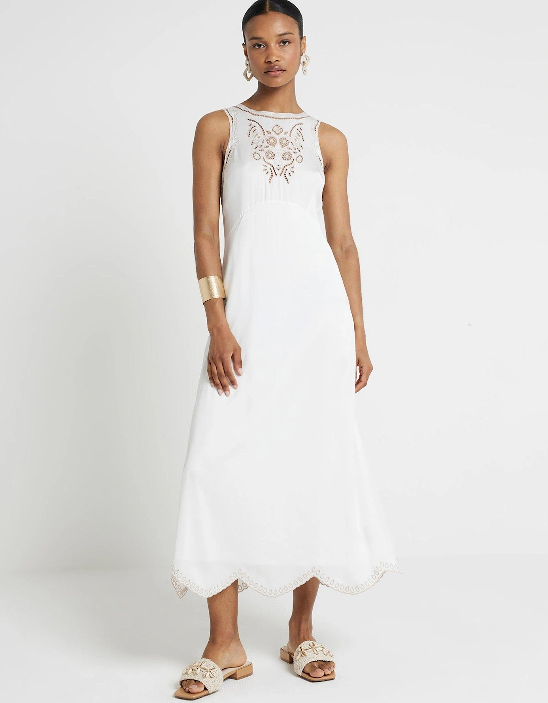 Cutwork Midi Dress - White, 6 of 5