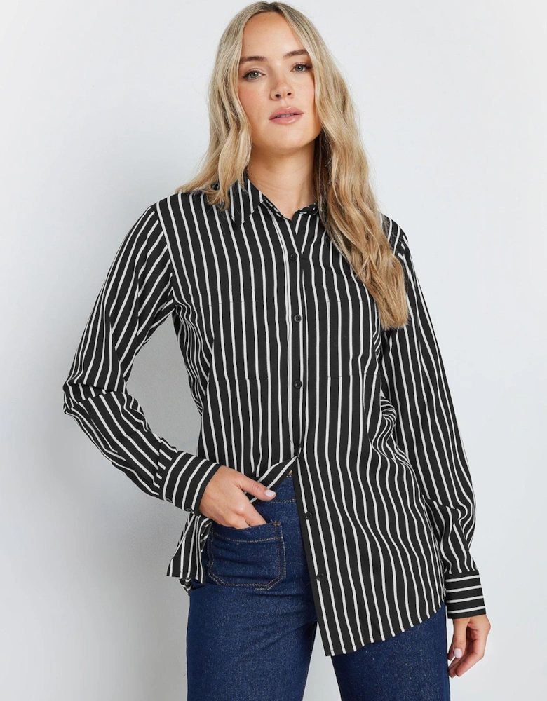 Tall Stripe Long Sleeve Shirt - Black