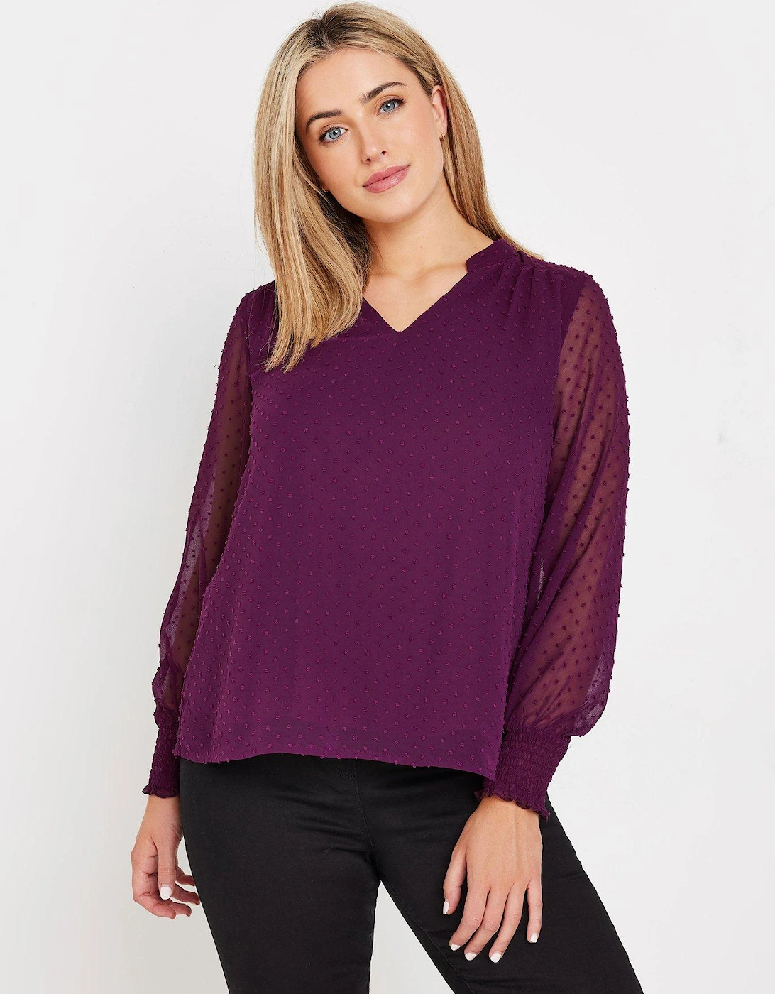 Long Sleeve Spot Detail Blouse, 2 of 1