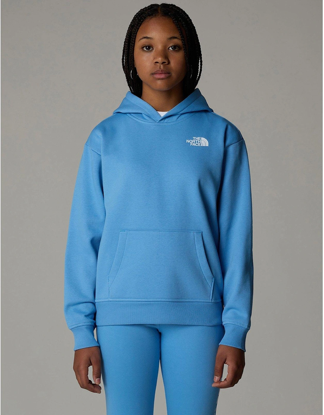 Junior Girls Vertical Graphic Oversized Hoodie - Blue, 4 of 3