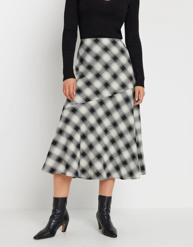 Tall Check Tiered Maxi Skirt - Black