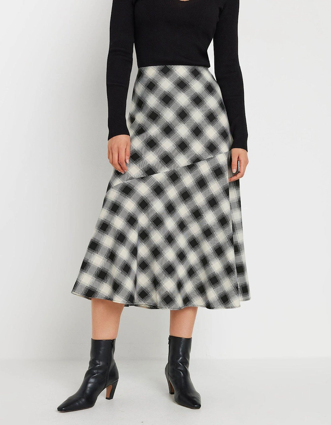 Tall Check Tiered Maxi Skirt - Black, 2 of 1