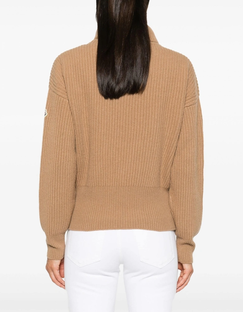 Womens T Neck Sweater Beige