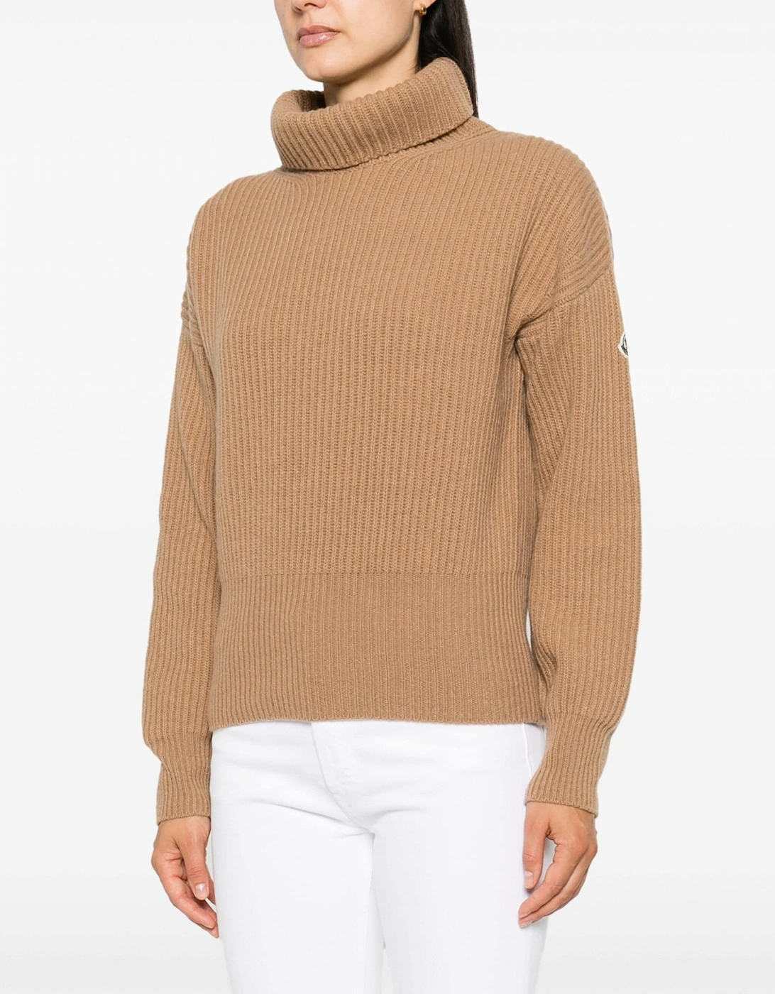 Womens T Neck Sweater Beige