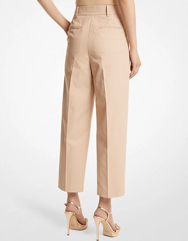 Cotton Blend Twill Cropped Pants