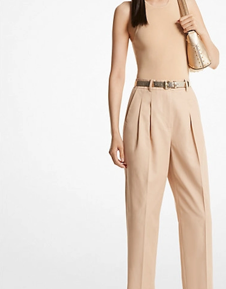 Cotton Blend Twill Cropped Pants