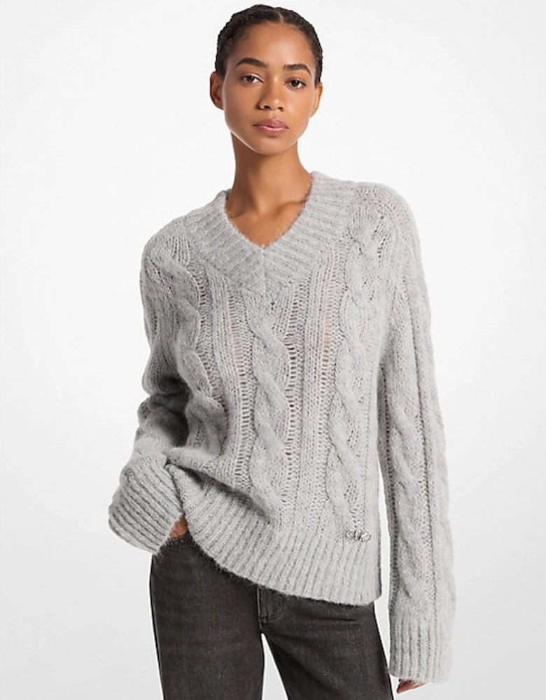 Alpaca Blend Cable Knit Sweater