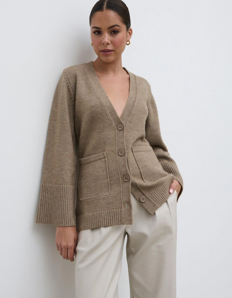 Chunky Cuff Cardigan - Brown