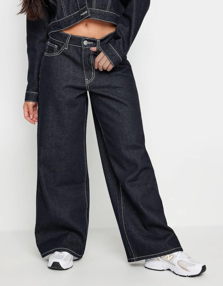 Petite Wide Leg Trousers - Blue