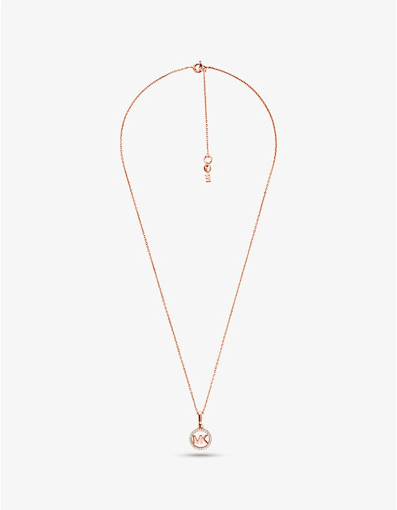 Precious Metal-Plated Pavé Logo Charm Necklace
