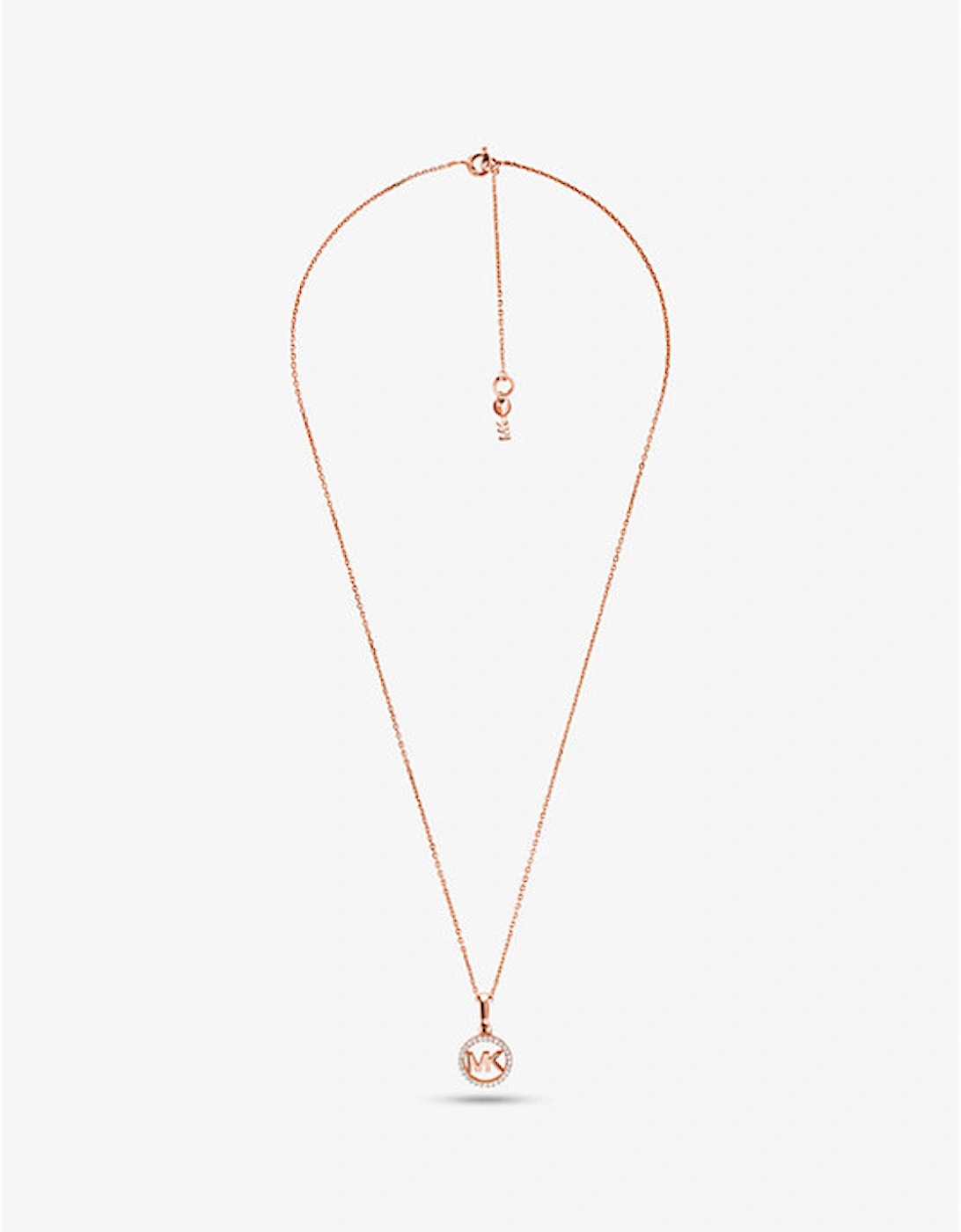 Precious Metal-Plated Pavé Logo Charm Necklace