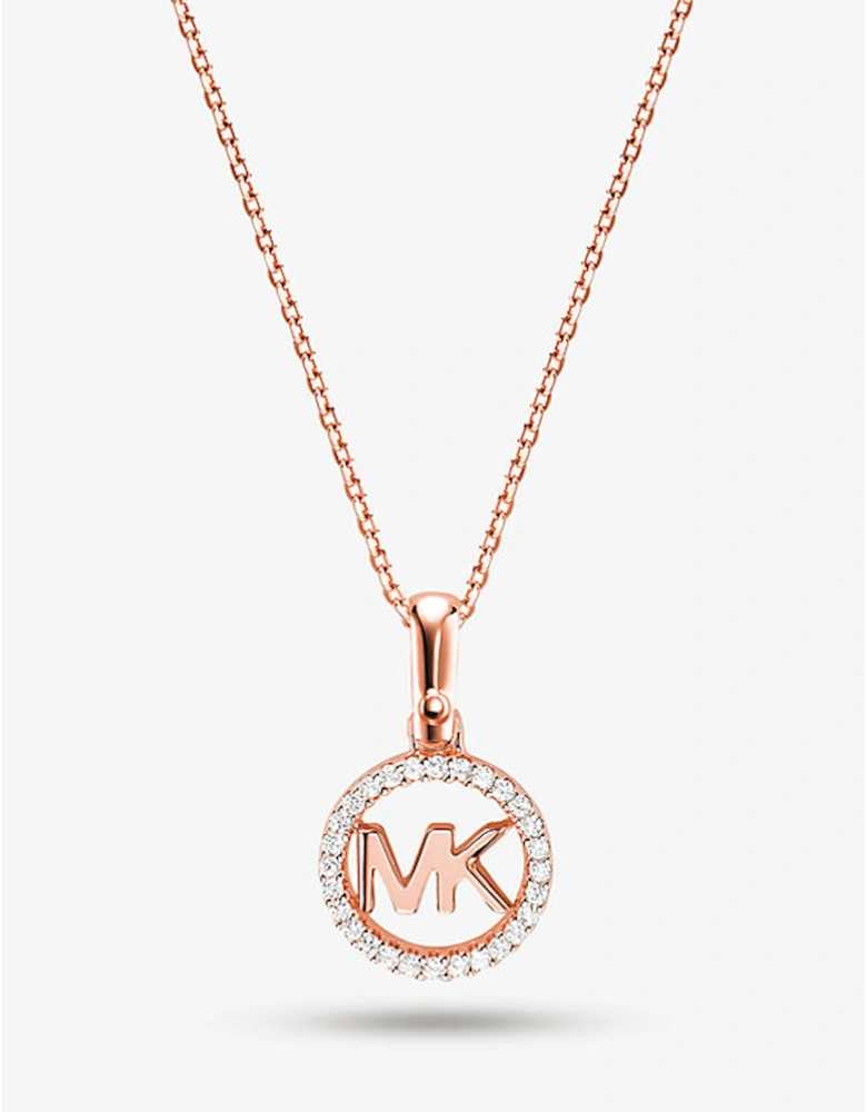 Precious Metal-Plated Pavé Logo Charm Necklace