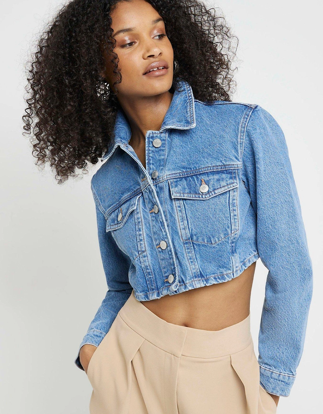 Super Crop Jacket - Medium Denim - Blue, 6 of 5