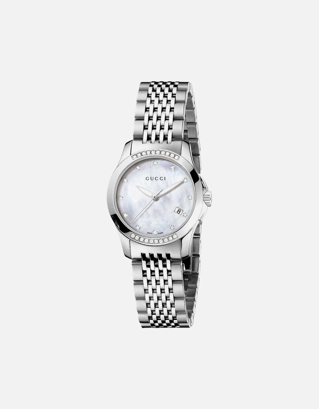 Women's Gucci YA126510 G-Timeless Mother of Pearl Ladies Watch - Silver