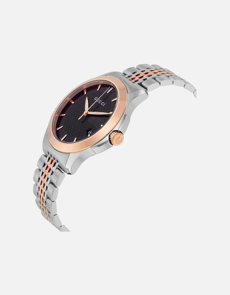 YA126410 Men's G-Timeless 38mm Black Face Two-Tone Watch