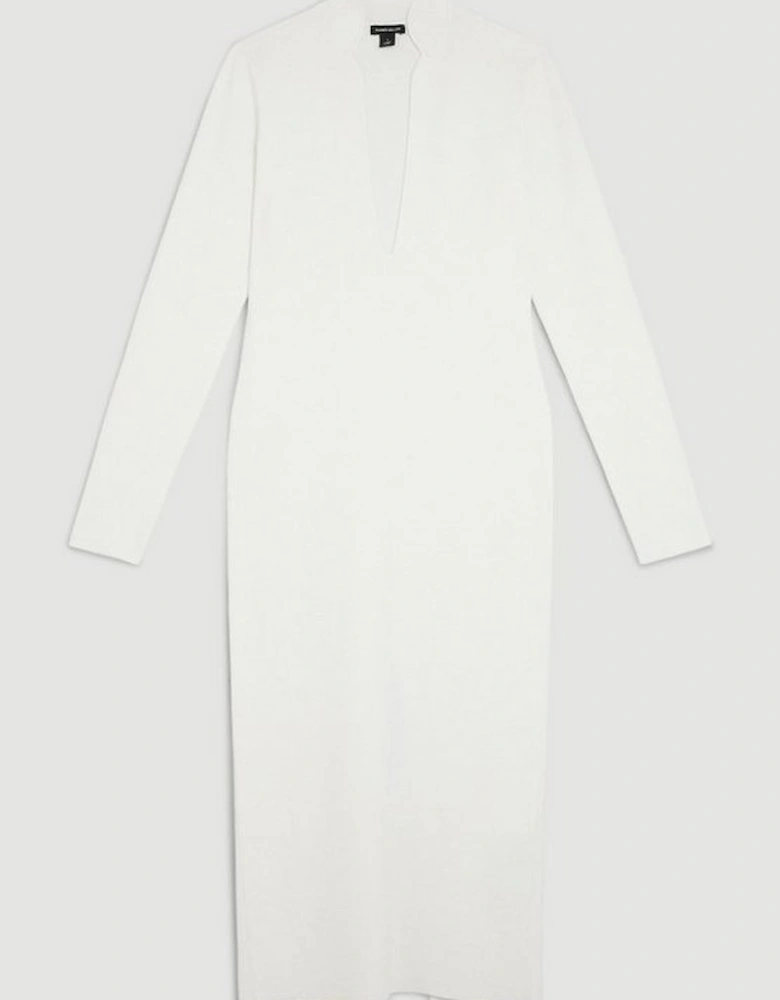 Body Contouring Collared Knit Midi Dress