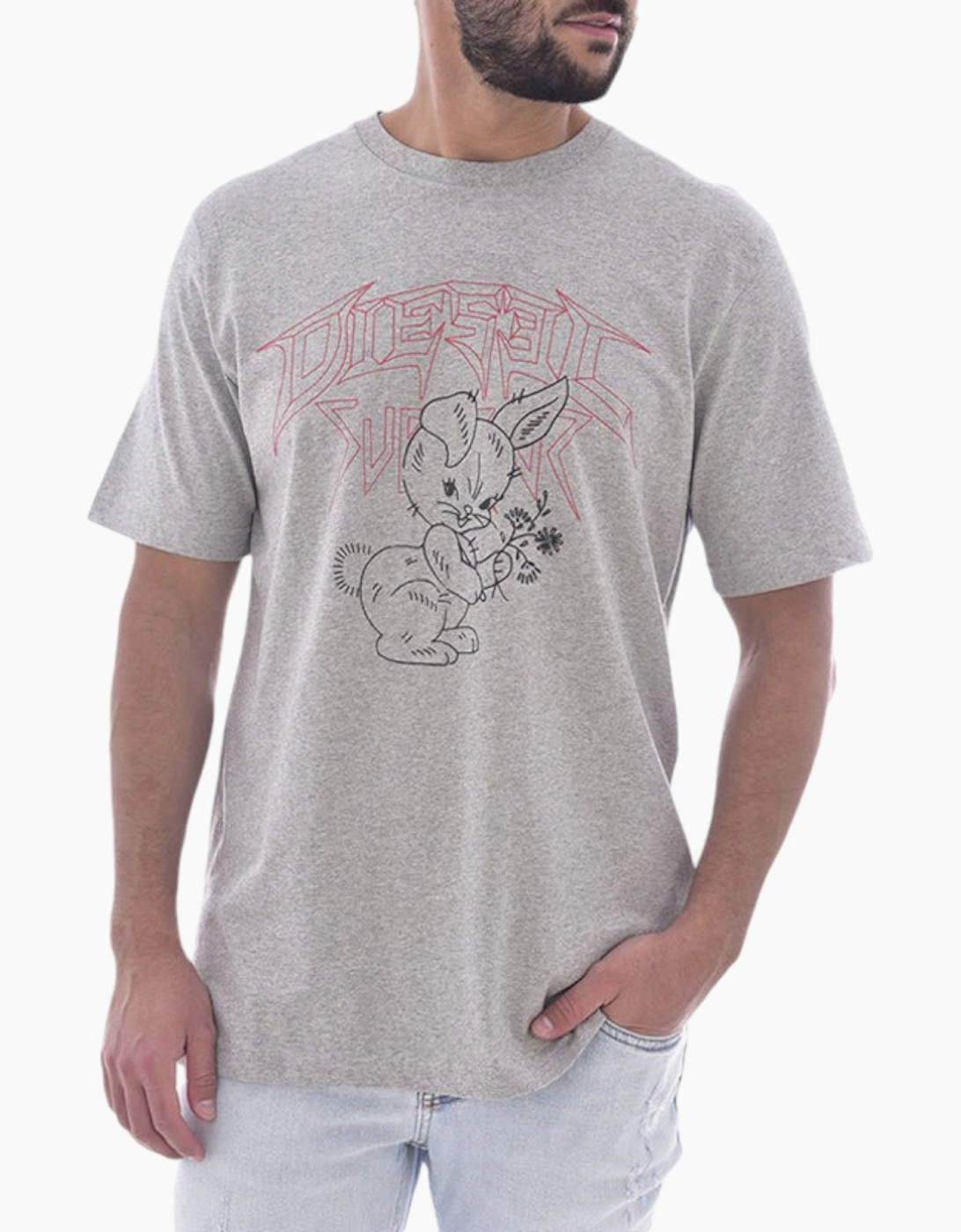 Diesel Men's Grey T Just W1 T Shirts  42 Xl