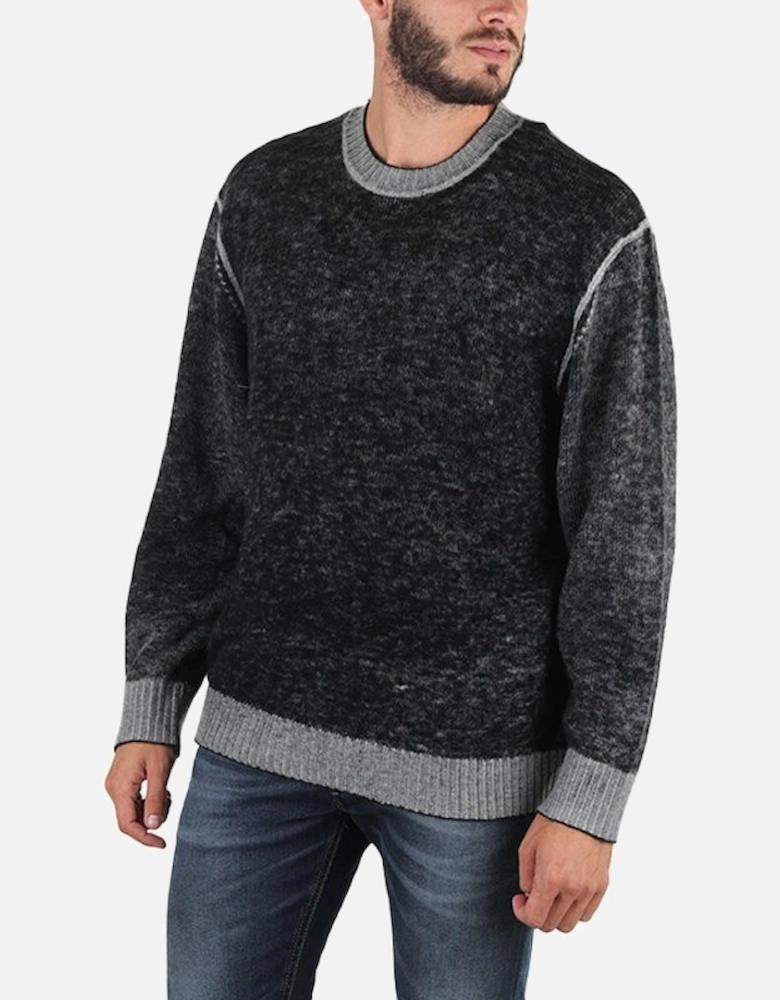 K CONF Mens Sweatshirts Regular Crew Neck Pullover Casual Black Jumpers