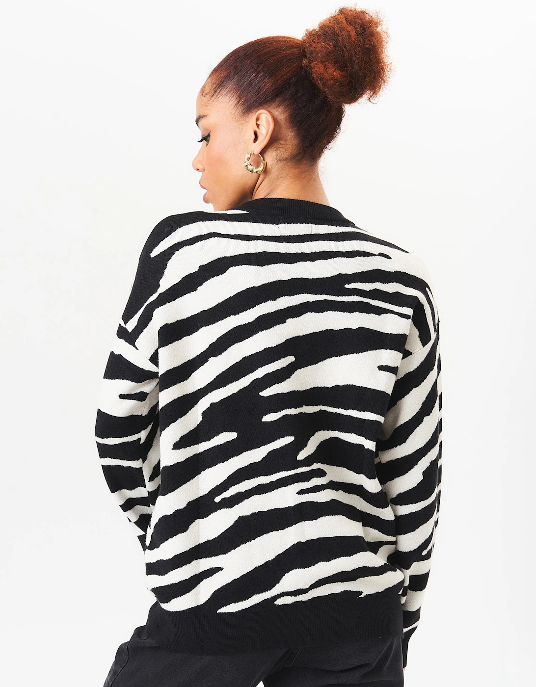 Black Zebra Print Oversized Jumper