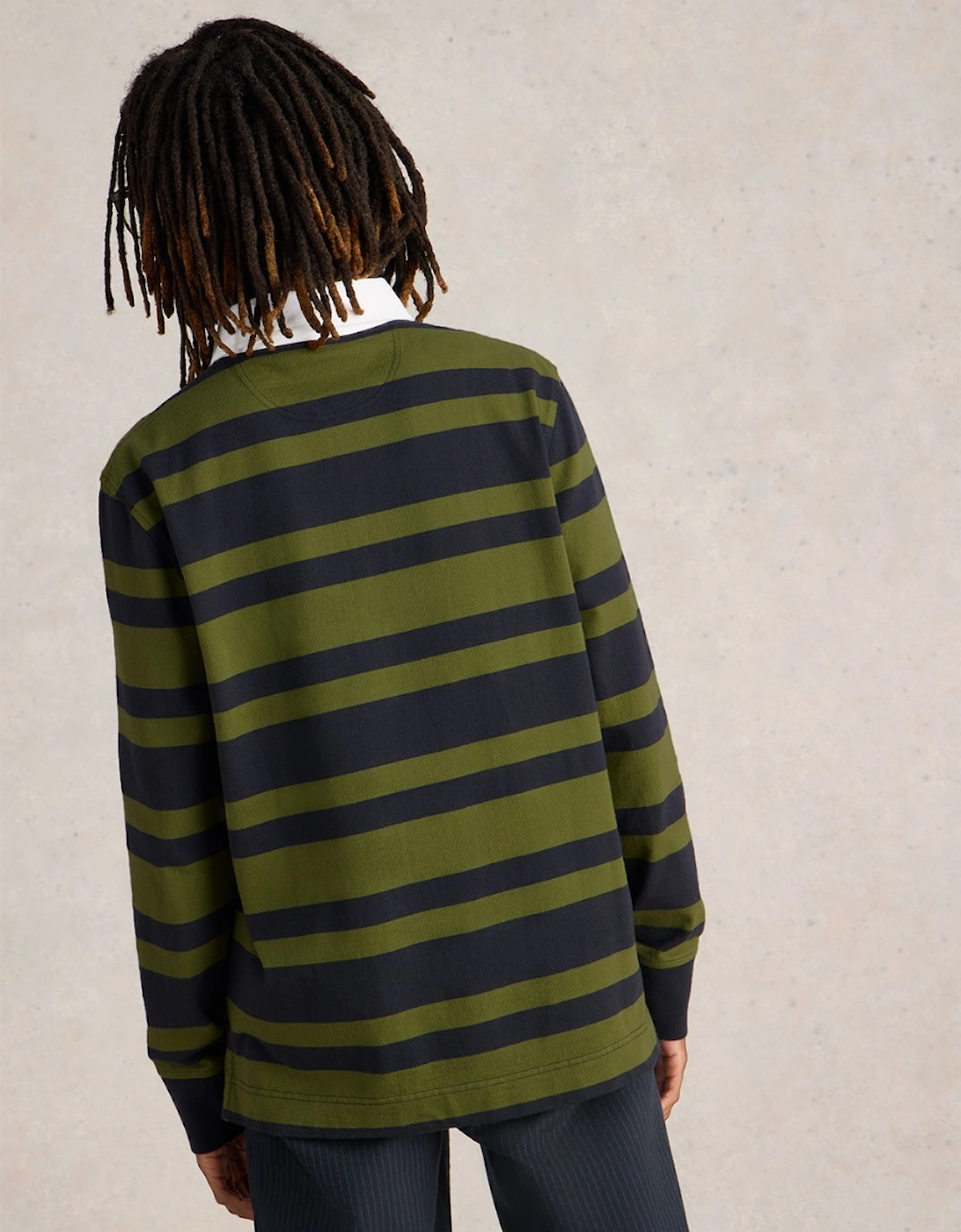 Men's Long Sleeve Stripe Rugby Shirt Green Multi