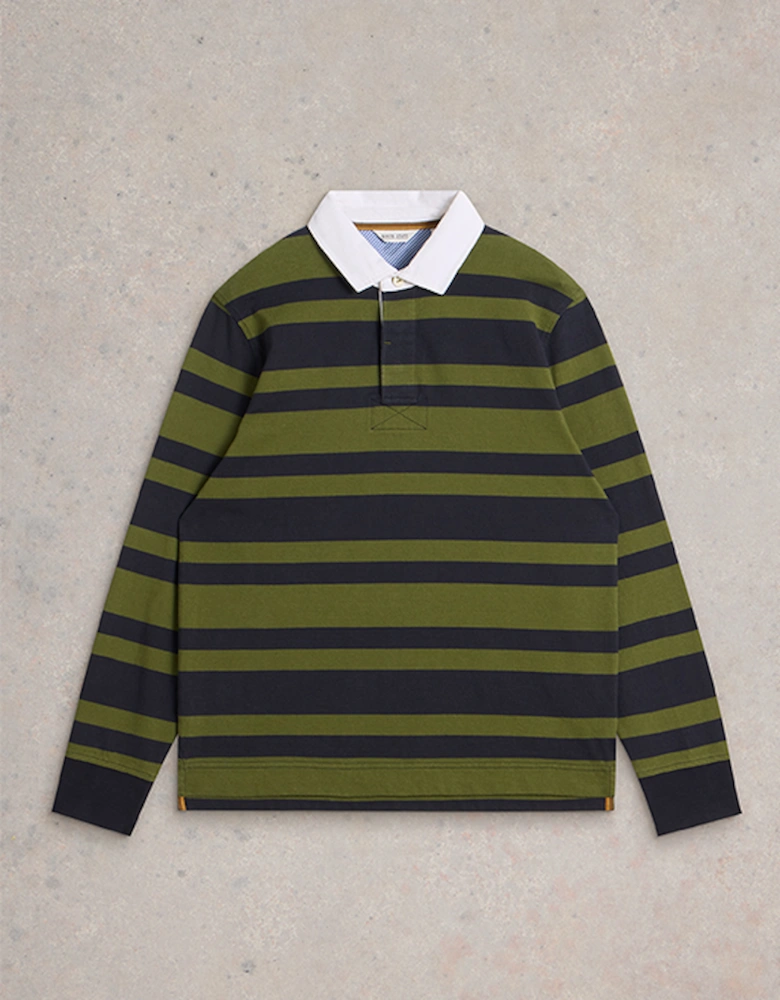 Men's Long Sleeve Stripe Rugby Shirt Green Multi