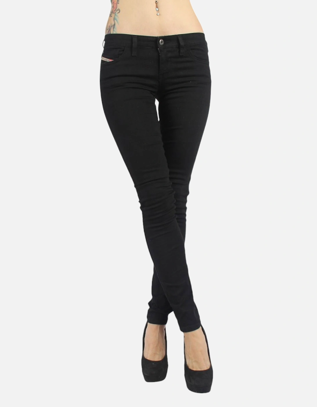 SKINZEE LOW 0813E Womens Denim Jeans Stretch Trouser Casual Black Pants