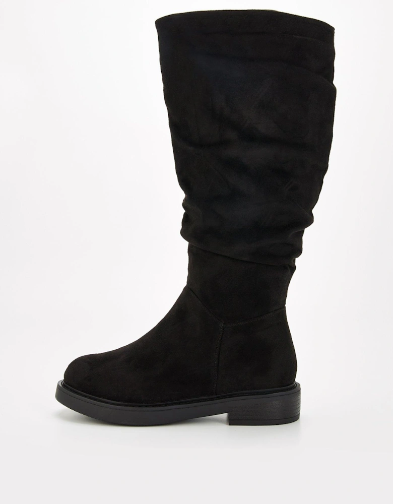 Extra Wide Fit Comfort Slouch Knee Boot with Wider Fitting Calf - Black