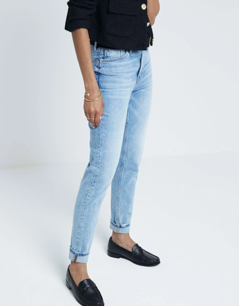 High Rise Sculpt Mom Jean - Medium Blue