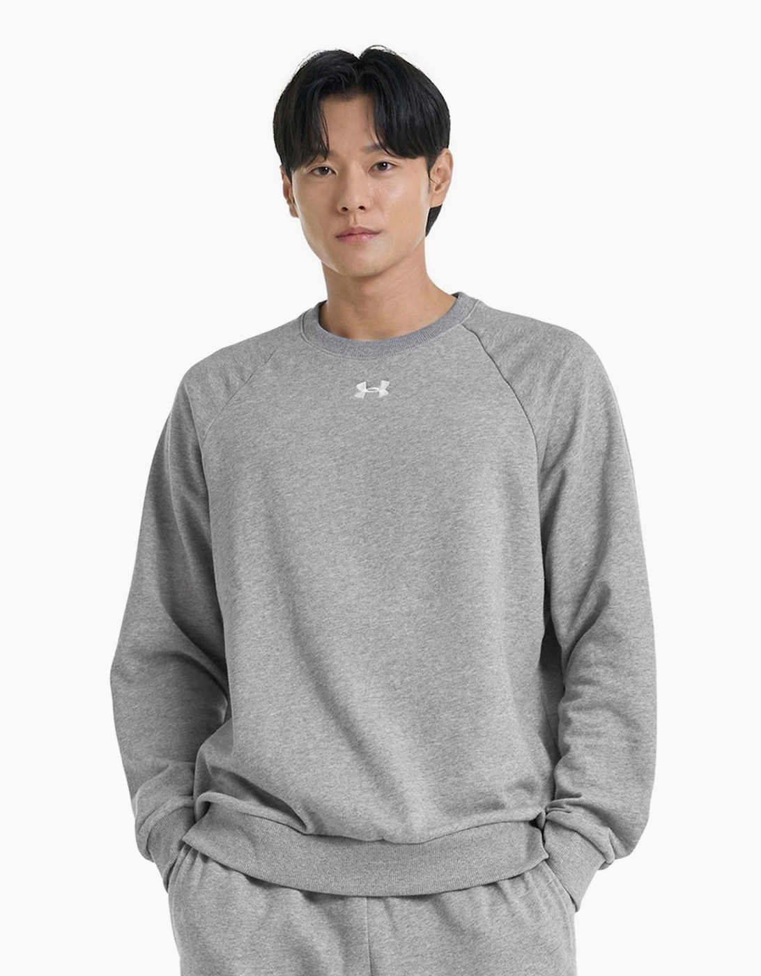 Under Armour Unisex Adult Rival Fleece Crew Neck Sweatshirt - Castle Rock White - Size: 12/38