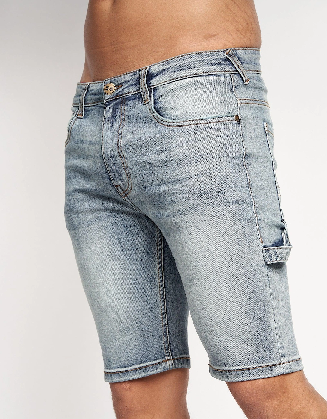 Mens Carpenter Denim Vintage Shorts, 2 of 1