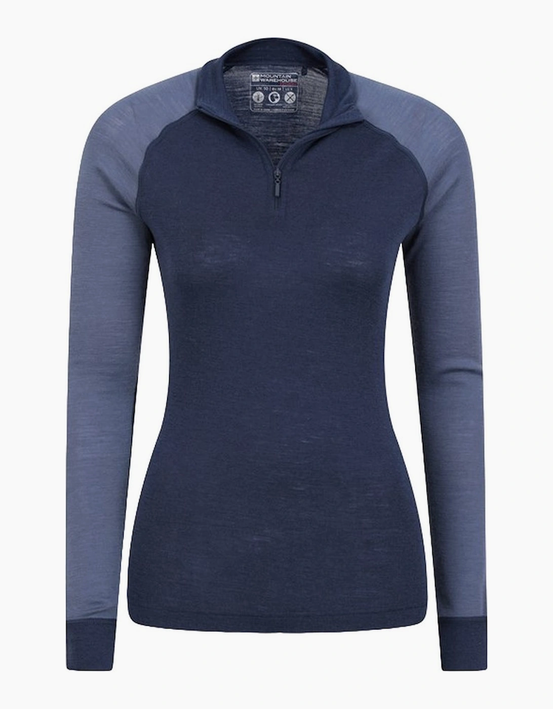 Mountain Warehouse Women's Navy / Merino Wool Zip Neck Thermal Top - Size: 18