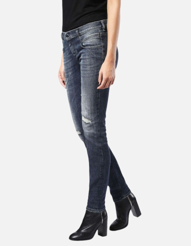 BELTHY 0860K Womens Denim Jeans Regular Slim Dark Blue Italy Zip Fly