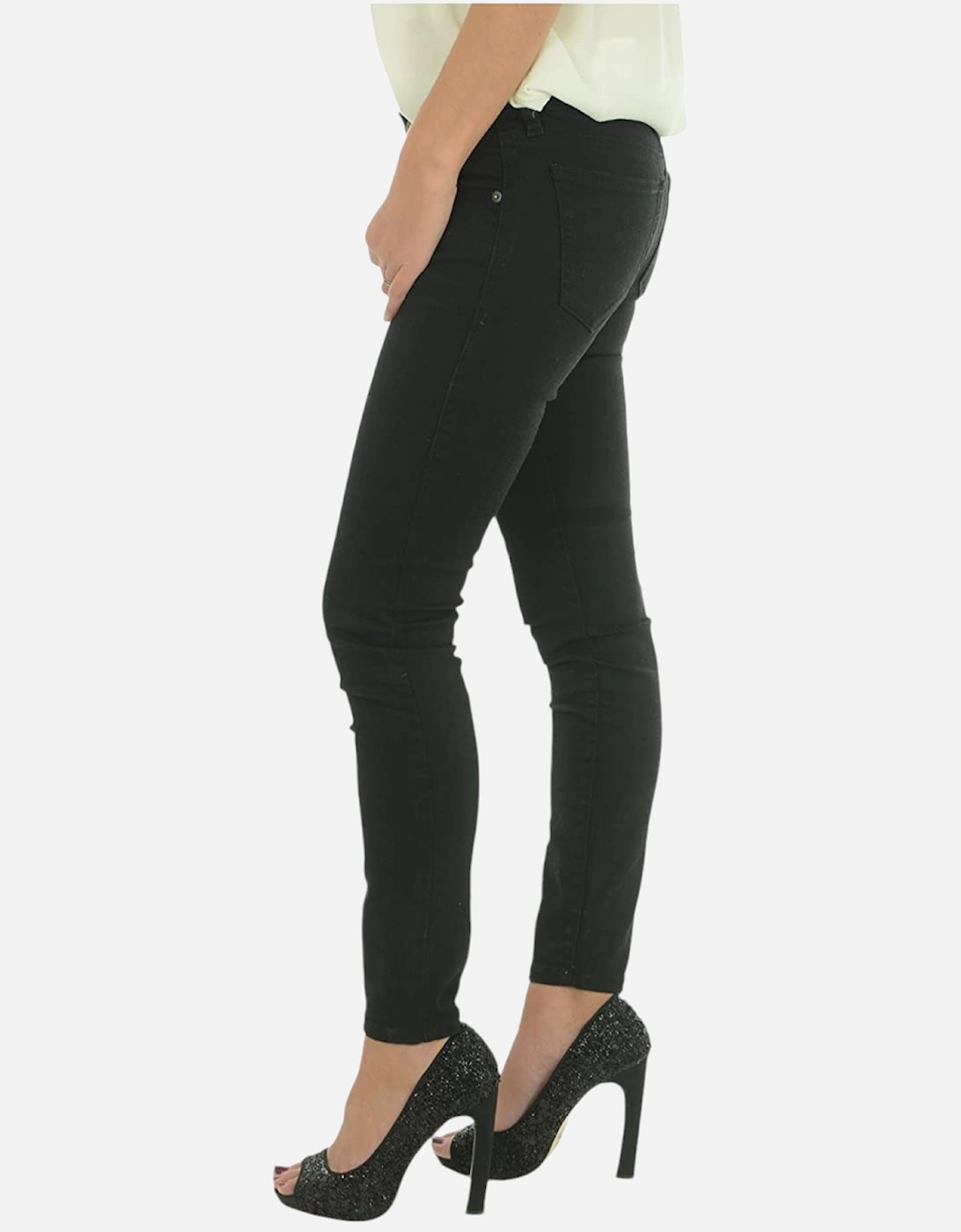 GRUPEE-ANKLE 0R84A Womens Denim Jeans Super Slim Skinny Black Zip Fly