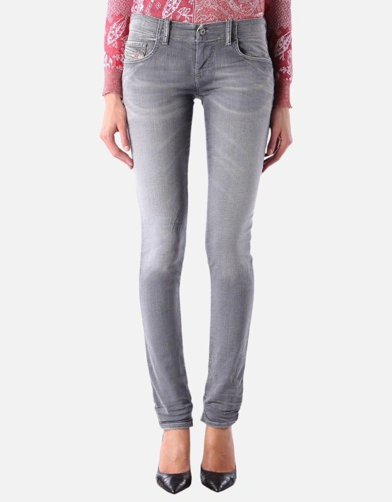 GRUPEE NE 0830Q Womens Denim Jeans Slim Fit Skinny Sweat Jogg Pants Grey