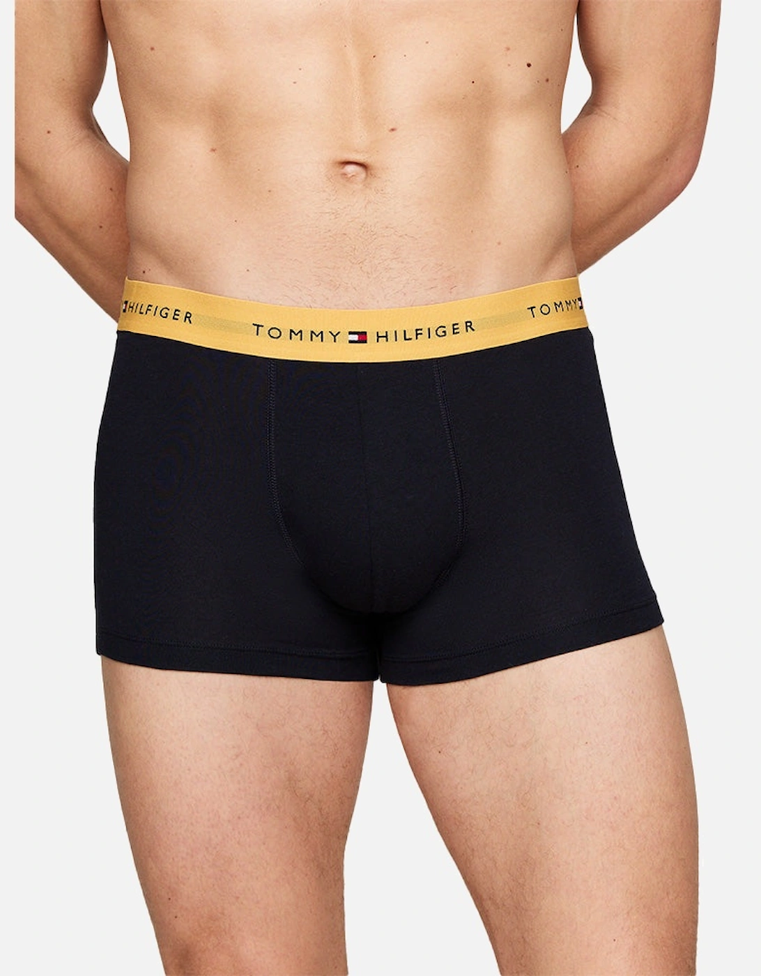 3-Pack Signature Cotton Boxer Trunks, Navy/Yellow/Blue/Brown