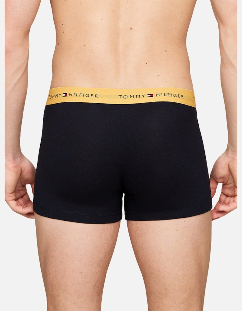 3-Pack Signature Cotton Boxer Trunks, Navy/Yellow/Blue/Brown