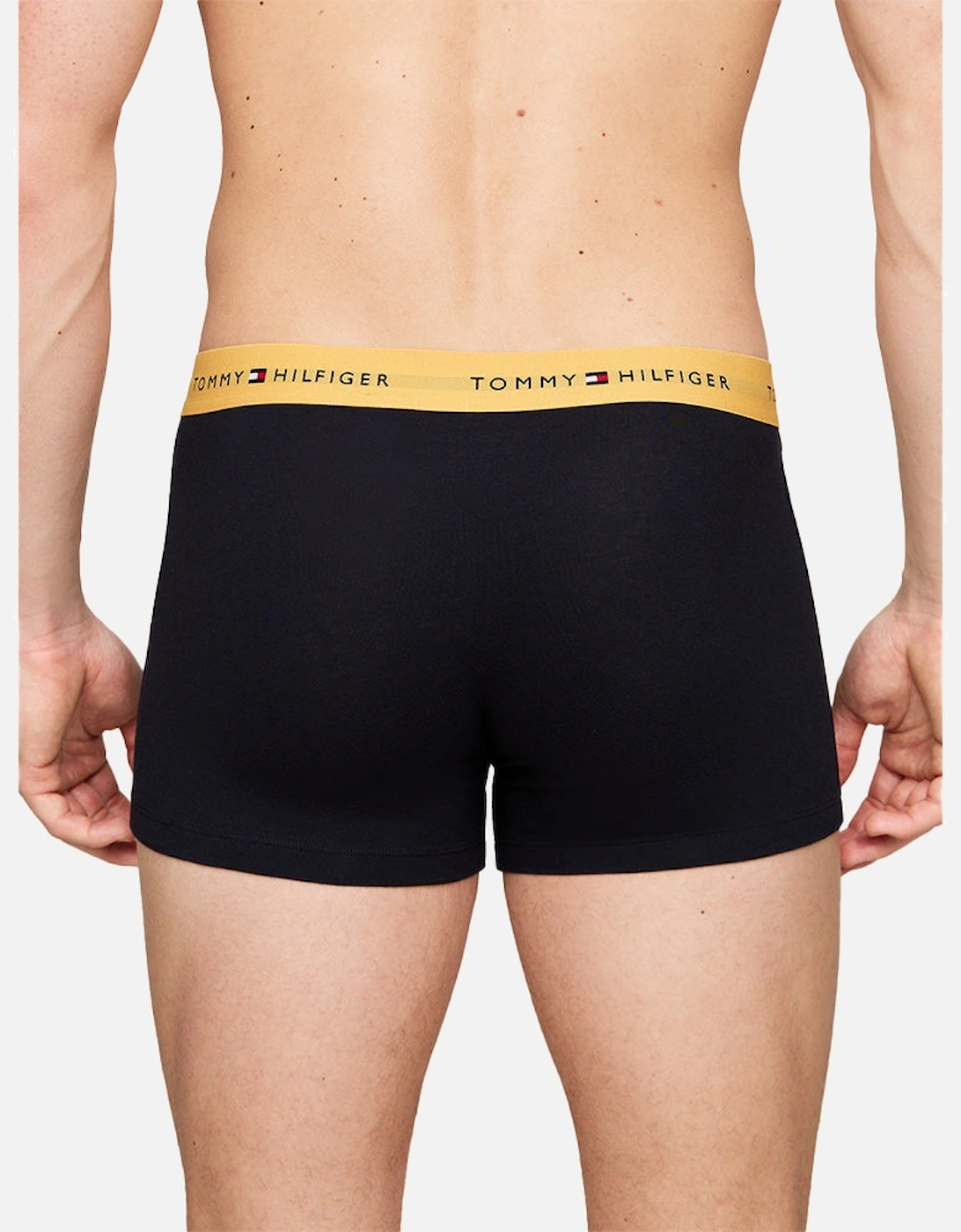 3-Pack Signature Cotton Boxer Trunks, Navy/Yellow/Blue/Brown