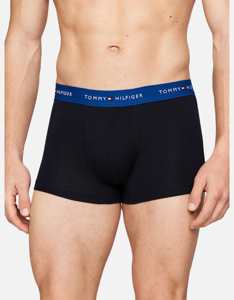 3-Pack Signature Cotton Boxer Trunks, Navy/Yellow/Blue/Brown