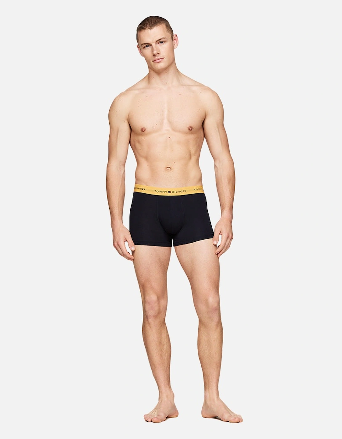 3-Pack Signature Cotton Boxer Trunks, Navy/Yellow/Blue/Brown