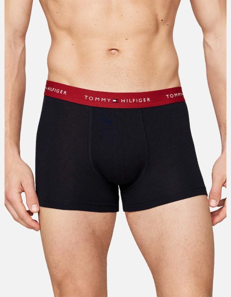3-Pack Signature Cotton Boxer Trunks, Navy/Yellow/Blue/Brown